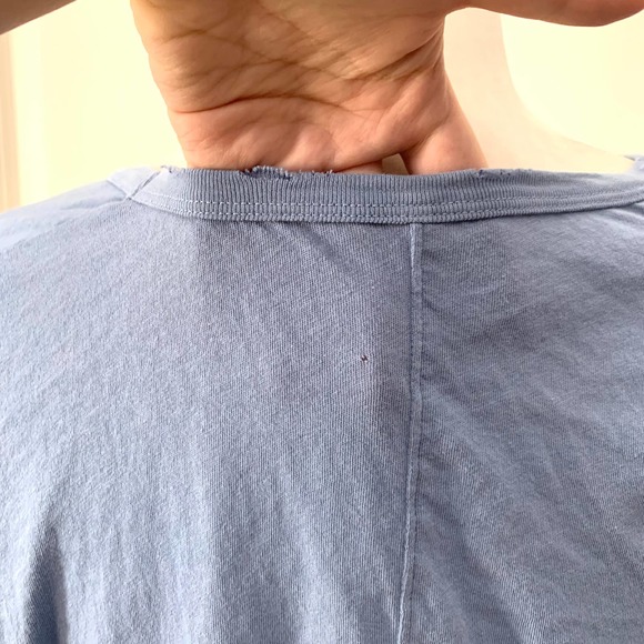 3/$15 NEW Marika Distressed V-neck 100% Cotton Tee Light Blue - Picture 6 of 8